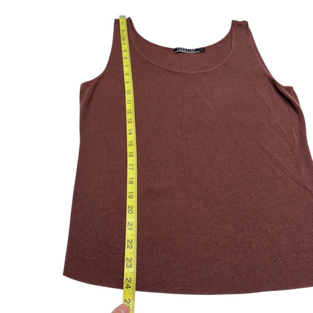 Peruvian Connection Knitted Tank Top Pima Cotton Bamboo Women's L Brown Ribbed - Picture 6 of 8
